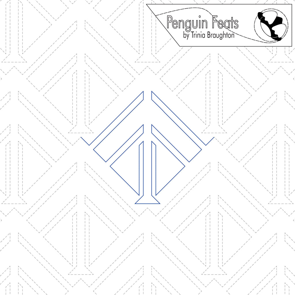 Geometric pattern with a logo and text on a white background