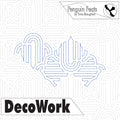 Decorative design with geometric patterns and 'DecoWork' branding on a white background