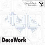 Decorative design with geometric patterns and 'DecoWork' branding on a white background