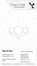 Design sheet with settings for Dip N Dot and Trinia Braughton's branding at the top.
