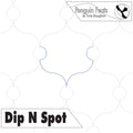 Line design for 'Dip N Spot' with circular patterns and branding at the top.