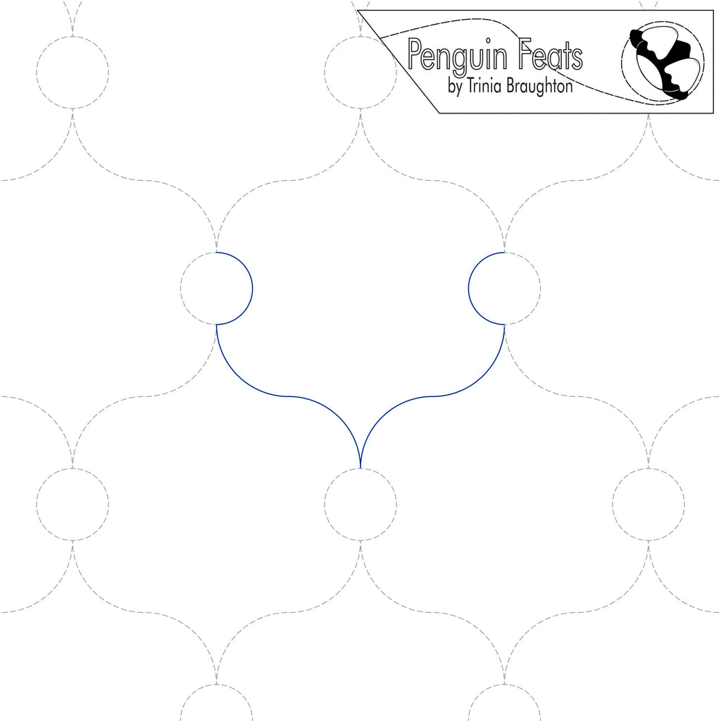 Continuous line design for a product label with 'Penguin Feats' branding at the top.