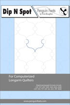 Dip N Spot pattern sheet for computerized longarm quilters with a blue and gray design on a white background.