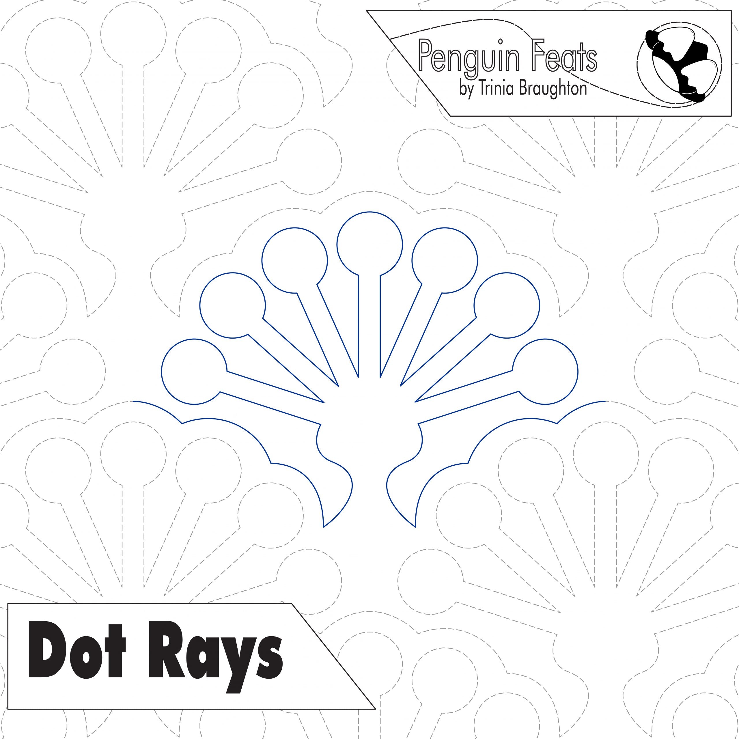Dot rays design with 'Penguin Feats' branding at the top