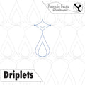 Pattern design labeled 'Driplets' by Penguin Feats with a logo in the corner.