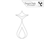 Black and white line drawing of a stylized water droplet with 'Penguin Feats by Trinia Braughton' logo above.