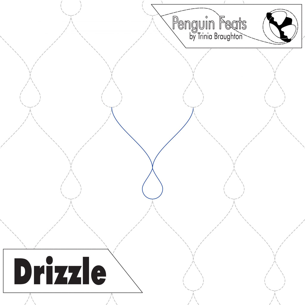 Text 'Drizzle' on a white background with a black outline of a penguin.