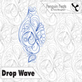 Decorative blue 'Drop Wave' design on a patterned background with 'Penguin Feats' branding.