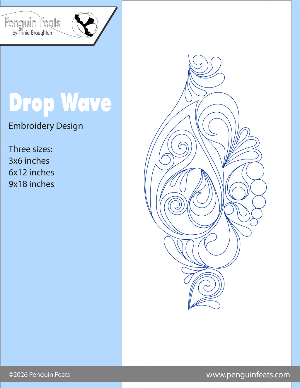 Drop Wave Digital Embroidery Design