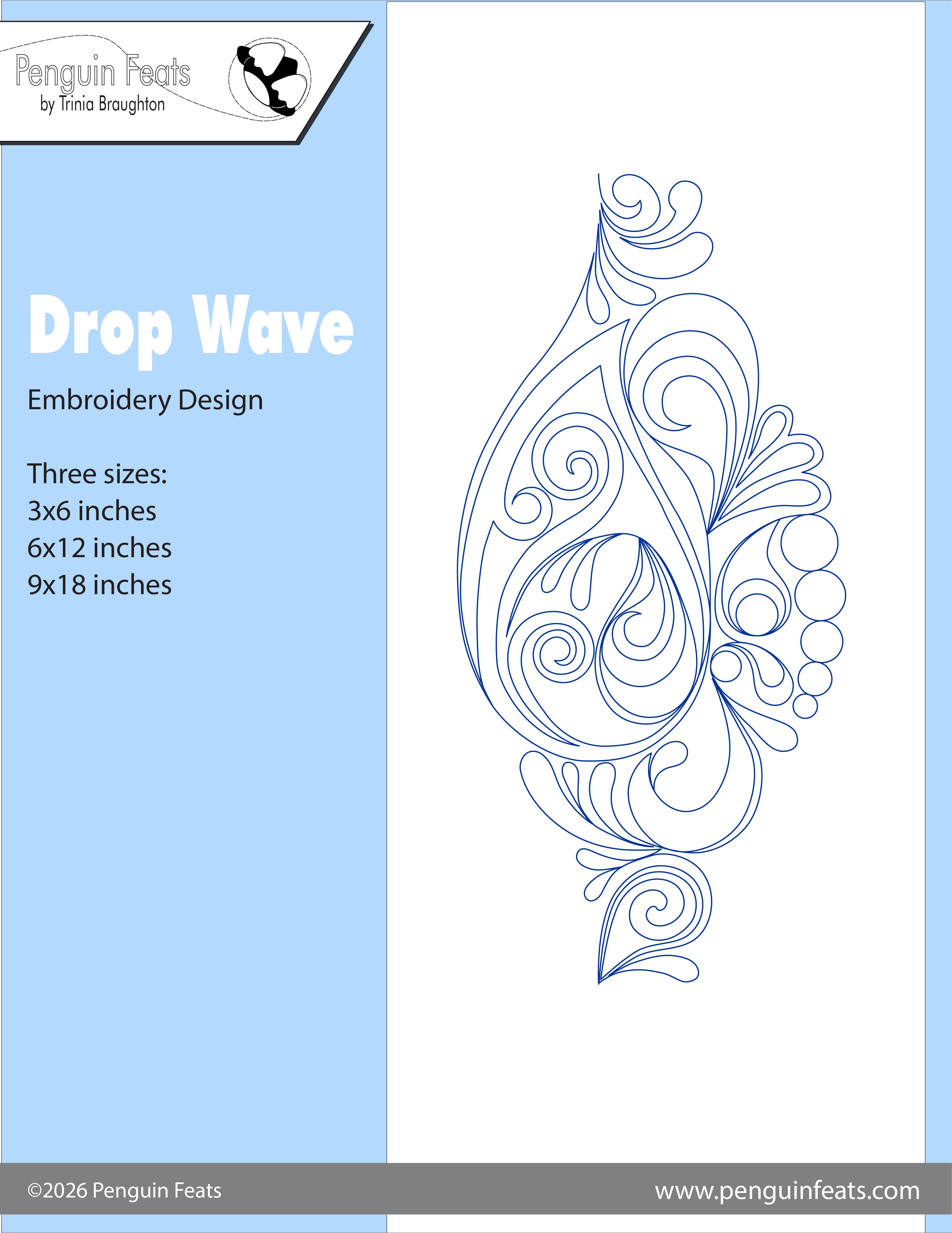 Drop Wave Digital Embroidery Design