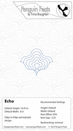 Penguin Feats Echo pattern with design details and branding information.
