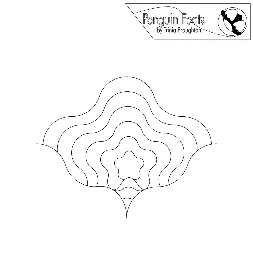 Black and white pattern design with 'Penguin Feats' logo at the top