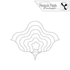Black and white pattern design with 'Penguin Feats' logo at the top