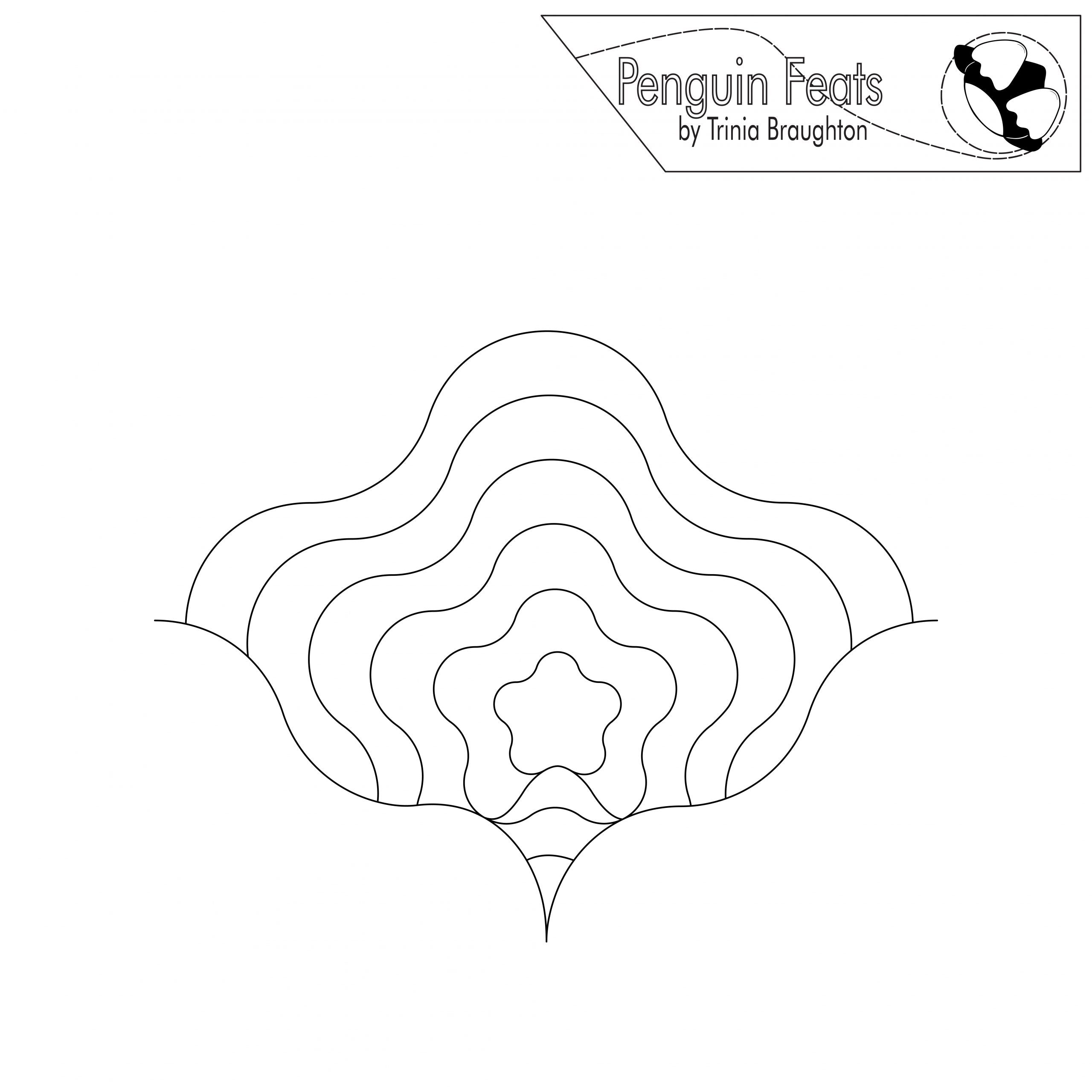 Black and white pattern design with 'Penguin Feats' logo at the top