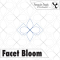 Quilting Design with geometric pattern and 'Facet Bloom' text on a white background