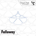 Design of repeating flower for a quilt with geometric pattern and 'Penguin Feats' branding.