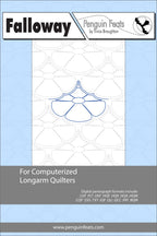 Falloway pattern sheet for computerized longarm quilters with a blue and gray design on a light blue background.