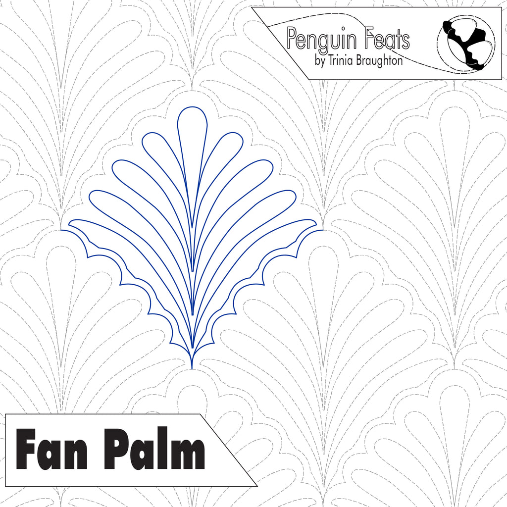 Quilting pattern for 'Fan Palm' by Penguin Feats with branding at the top.