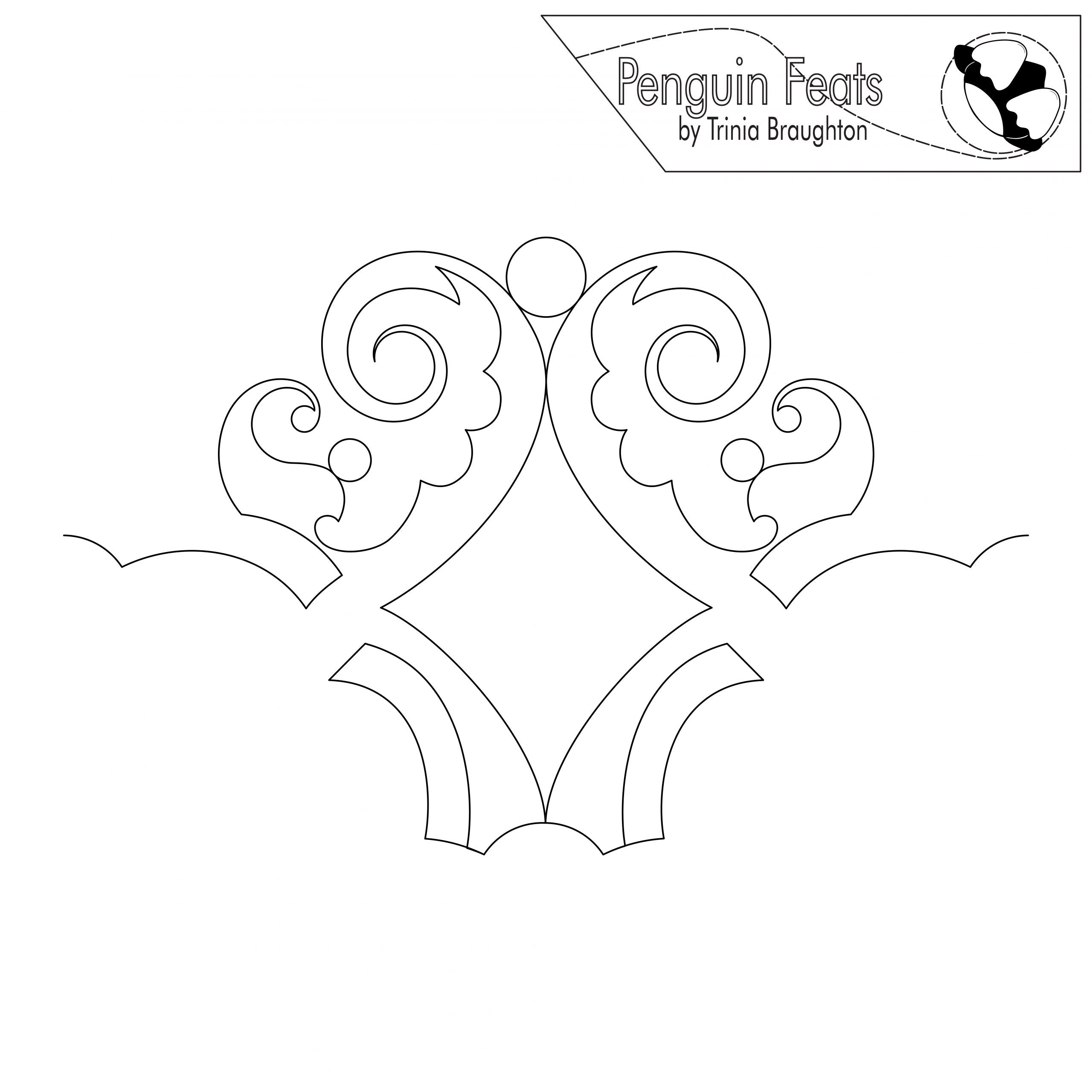 Decorative flourish design with 'Penguin Feats' branding at the top.