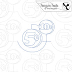 Outline of a five-cent coin with 'Penguin Feats' branding at the top.