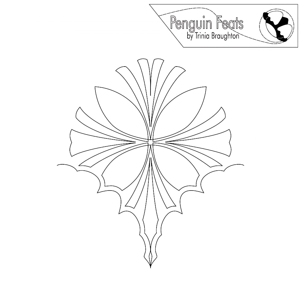 Black continuous line design with 'Penguin Feats' logo at the top