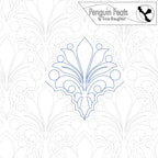 Decorative pattern with a central design and 'Penguin Feats by Trinia Braughton' logo at the top.