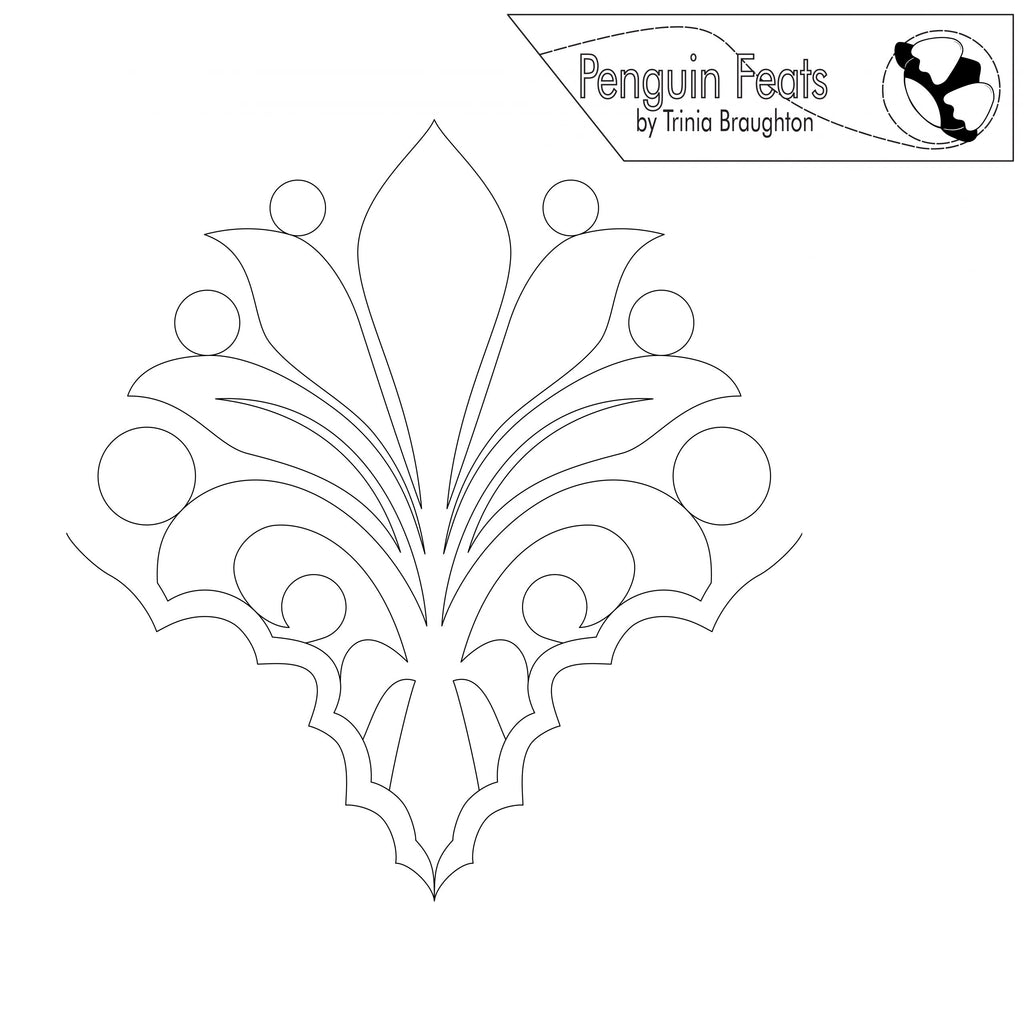 Black and white feather-like design with 'Penguin Feats' branding at the top.