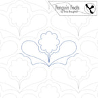 Quilting design with floral patterns and 'Penguin Feats' branding.