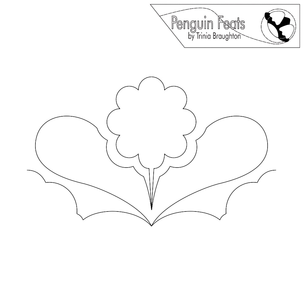 Black and white outline of a cloud with heart-shaped wings, featuring 'Penguin Feats' branding.