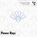 Quilting pattern with 'Flower Rays' design and branding at the top right corner.