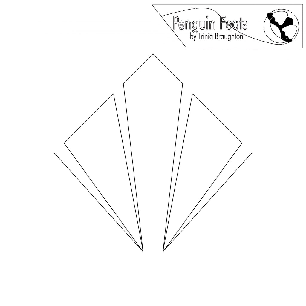 Continuous line design of geometric shapes with 'Penguin Feats' and artist's name at the top.