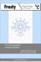 Design for computerized longarm quilters with a snowflake pattern on a light blue background.