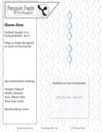 Quilting design pattern with geometric line on a white background, featuring 'Penguin Feats' branding.