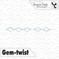 Quilting pattern with 'Gem-twist' design on a quilt background