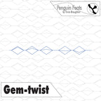 Quilting pattern with 'Gem-twist' design on a quilt background