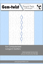 Pattern sheet for computerized longarm quilters with a blue and gray design on a light blue background.