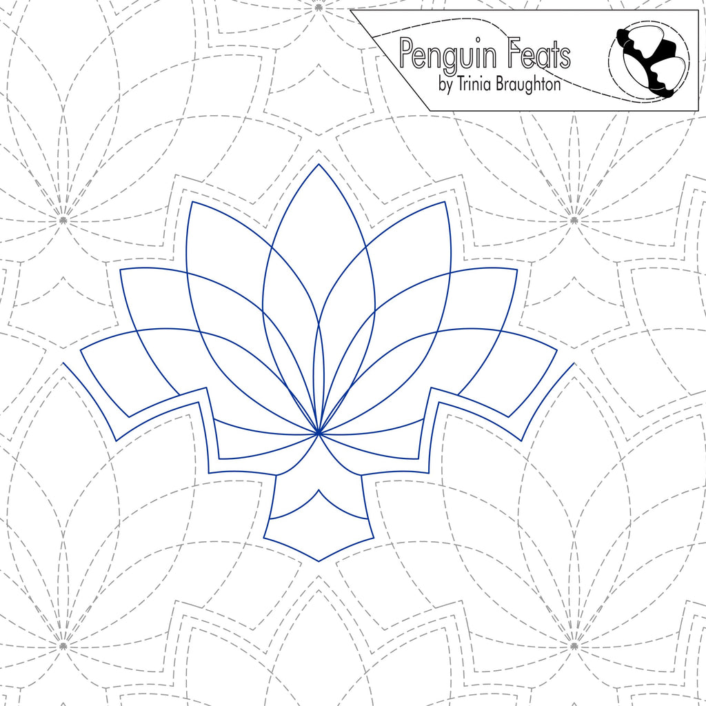 Blue geometric design on a white background with 'Penguin Feats' branding.