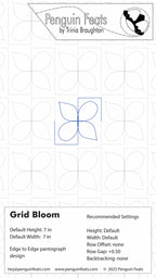 Quilting design template for 'Twisted Two' pattern by Trinia Braughton with branding at the top.