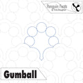 Pattern of interlocking circles with 'Penguin Feats' and 'Gumball' text on a white background.