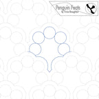 Pattern of overlapping circles with a blue outline on a white background, featuring the brand 'Penguin Feats' by Trinia Braughton.