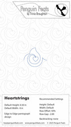 Design settings sheet with 'Penguin Feats' branding and design specifications on a white background