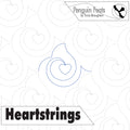 Pattern of hearts and circles with 'Penguin Feats' and 'Heartstrings' text on a white background.