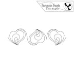 Three stylized heart shapes with a logo for 'Penguin Feats' by Trinia Braughton at the top.