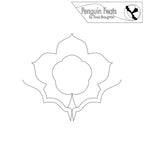 Continuous black line of a flower with 'Penguin Feats by Trinia Braughton' logo at the top.
