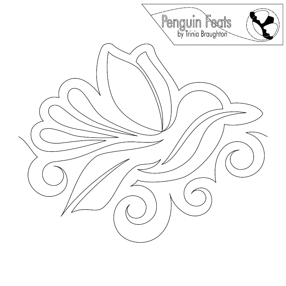Decorative humming bird outline with 'Penguin Feats' logo at the top