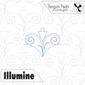 Design with decorative elements and 'Illumine' branding on a patterned background