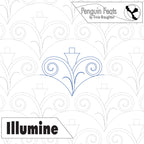 Design with decorative elements and 'Illumine' branding on a patterned background