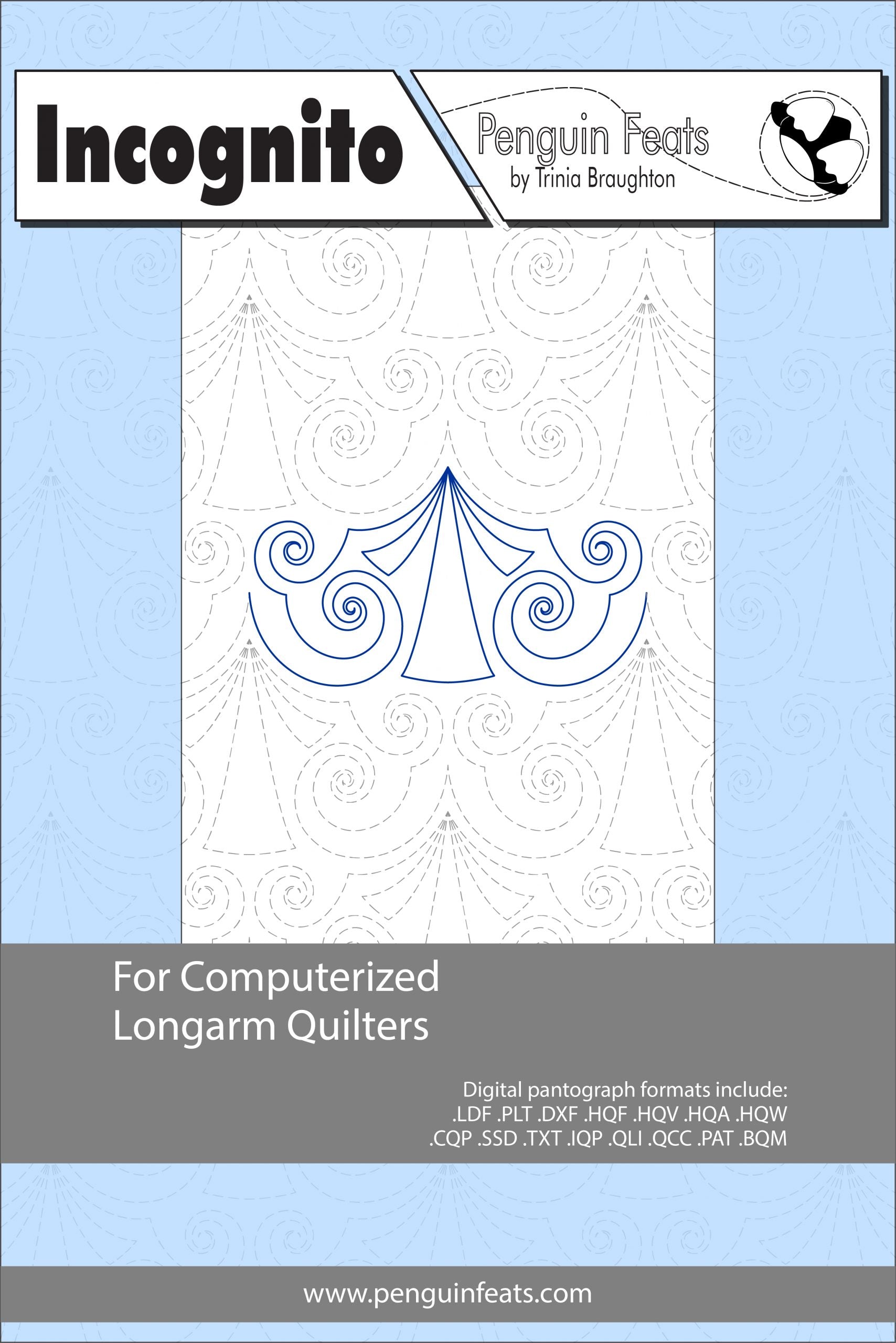 Package for Incognito by Penguin Feats with design on a light blue background
