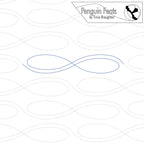 Continuous line design of infinity symbol with wavy lines and 'Penguin Feats' branding.