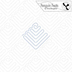 Continuous line design with geometric pattern and 'Penguin Feats' branding.